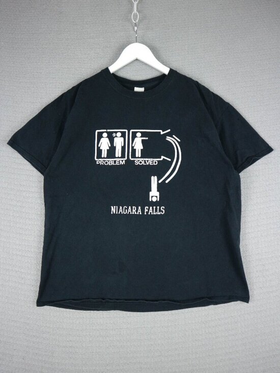 Gildan Other - Niagara Falls Humour Text Tee Black Cotton Shirt XL